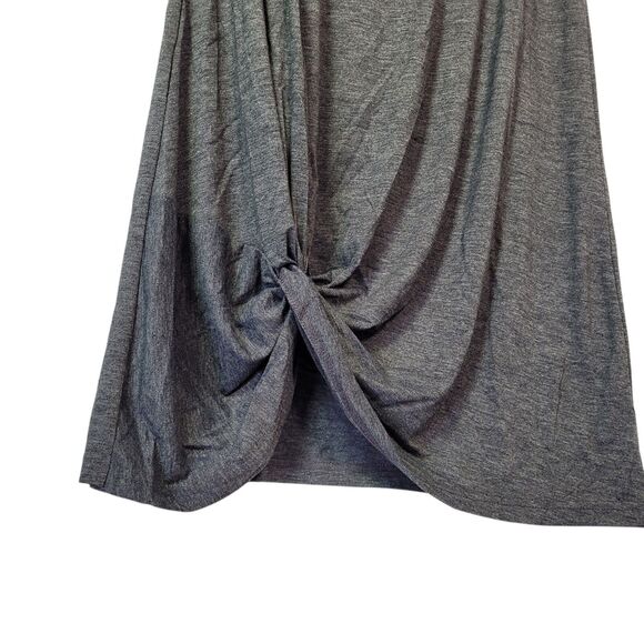 Women summer Twist Knot T-Shirt Dress Casual Short Sleeve Gray Size Medium - Picture 5 of 8